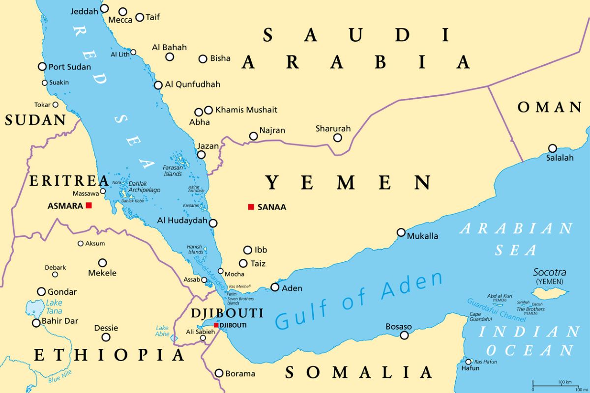 Map red sea somalia yemen middle east piracy pirates istock peterhermesfurian 1409475652