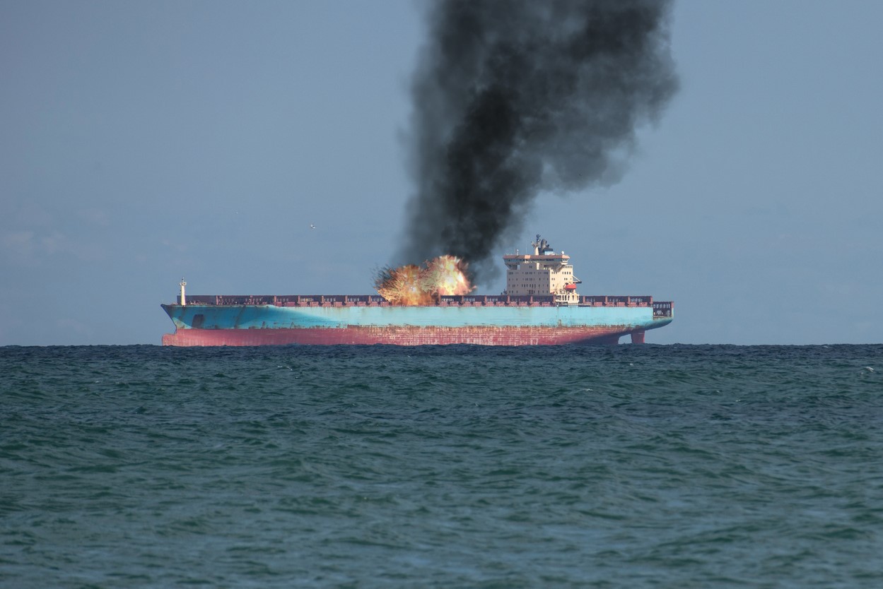 Tanker on fire risk management supply chain disruption istock bogdanv 1340193028